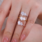 Double Pear Cut Moissanite Ring for Women 925 Silver