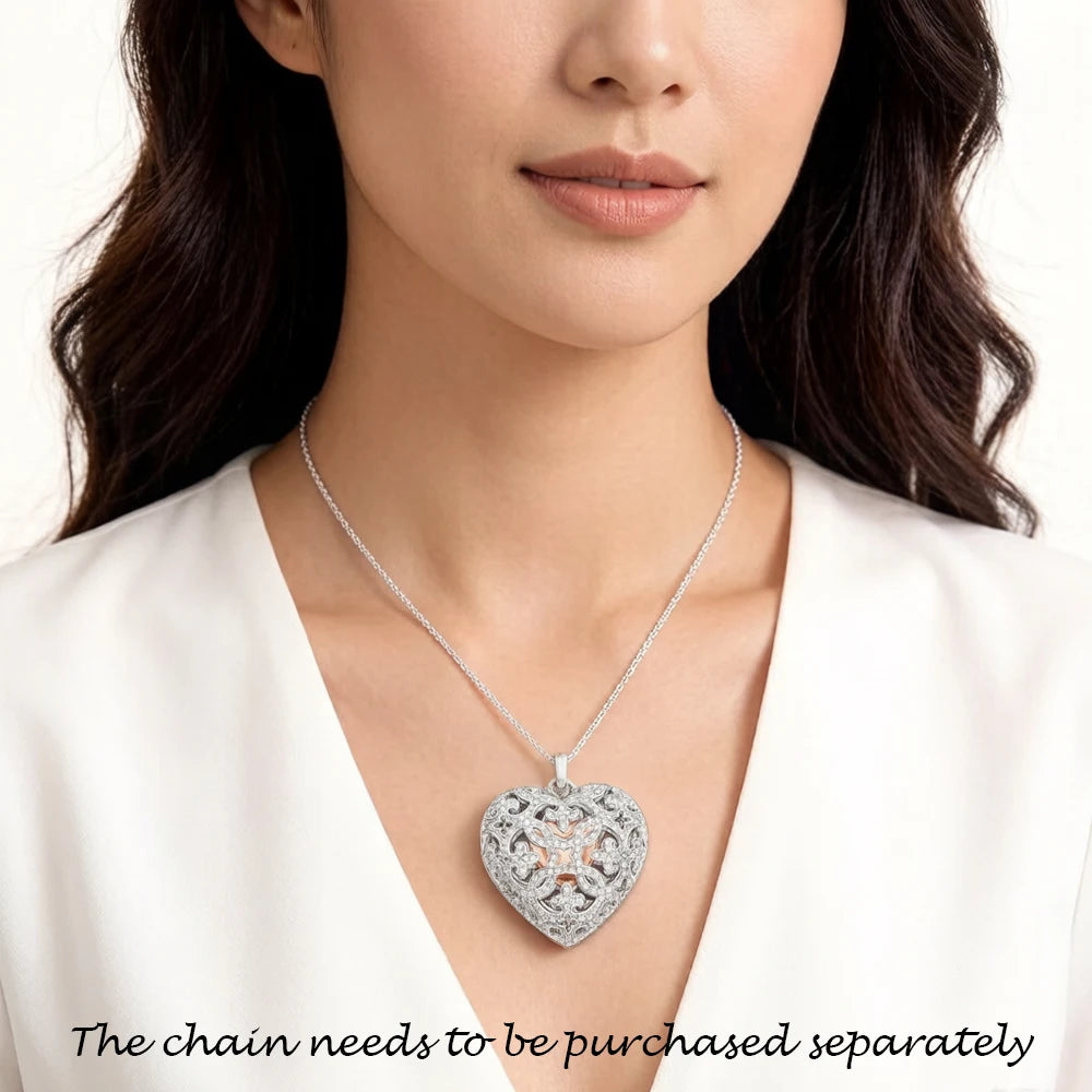 925 Sterling Silver Heart Locket Pendant for Women