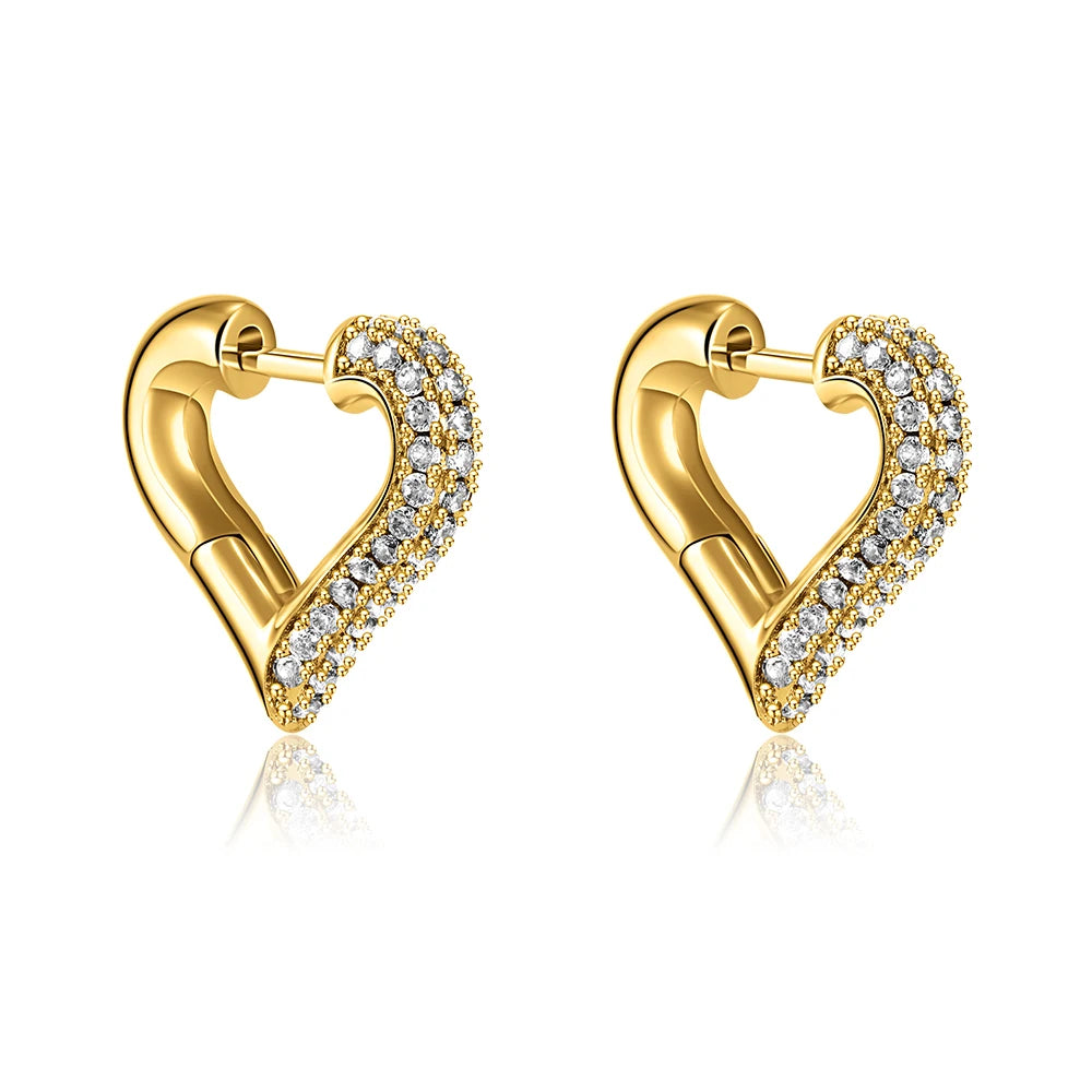 CZ Zircon Gold Plated Huggie Hoop Earrings for Women