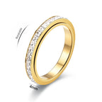 Fidget Anxiety Ring Women's Stainless Steel Crystal Spinner