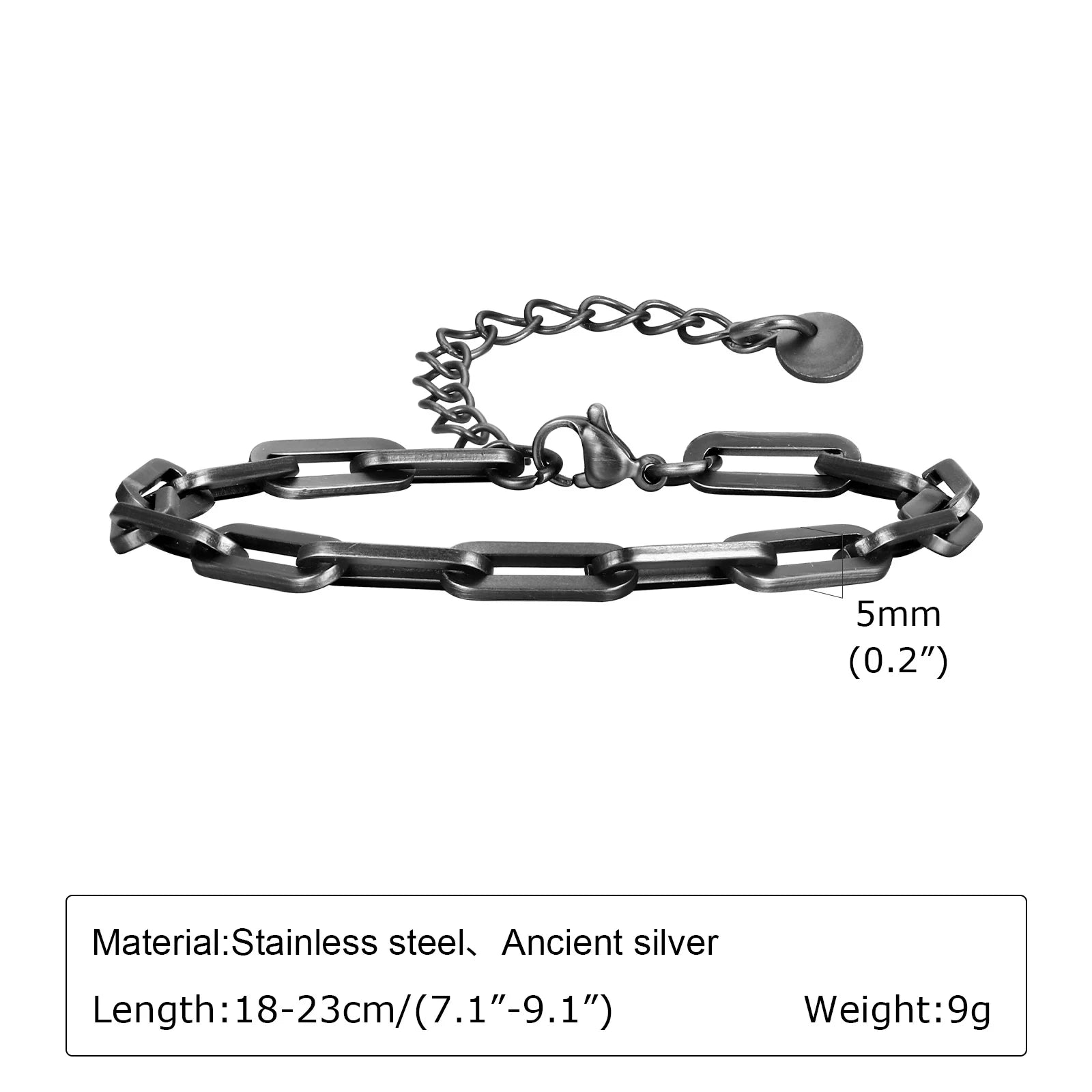Byzantine Stainless Steel Grey Chain Bracelet for Men