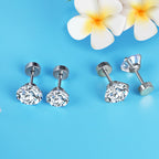 Stainless Steel Crystal Stud Earrings by LUXUSTEEL