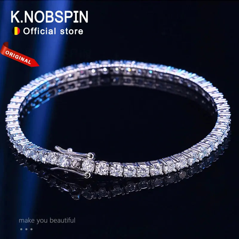 Moissanite Tennis Bracelet by Knobspin in 3mm 4mm 925 Silver