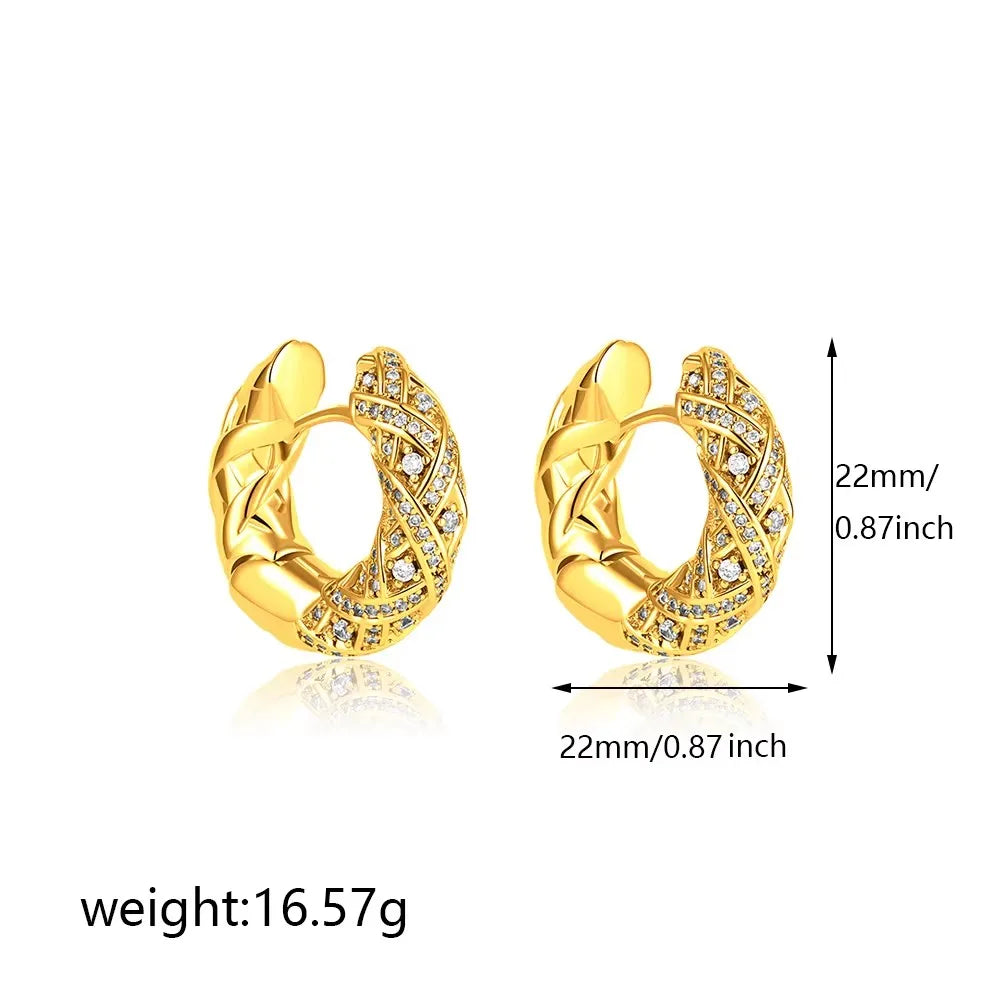 CZ Zircon Gold Plated Huggie Hoop Earrings for Women
