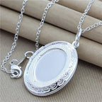 925 Silver Chain Necklace with Round Photo Locket Pendant