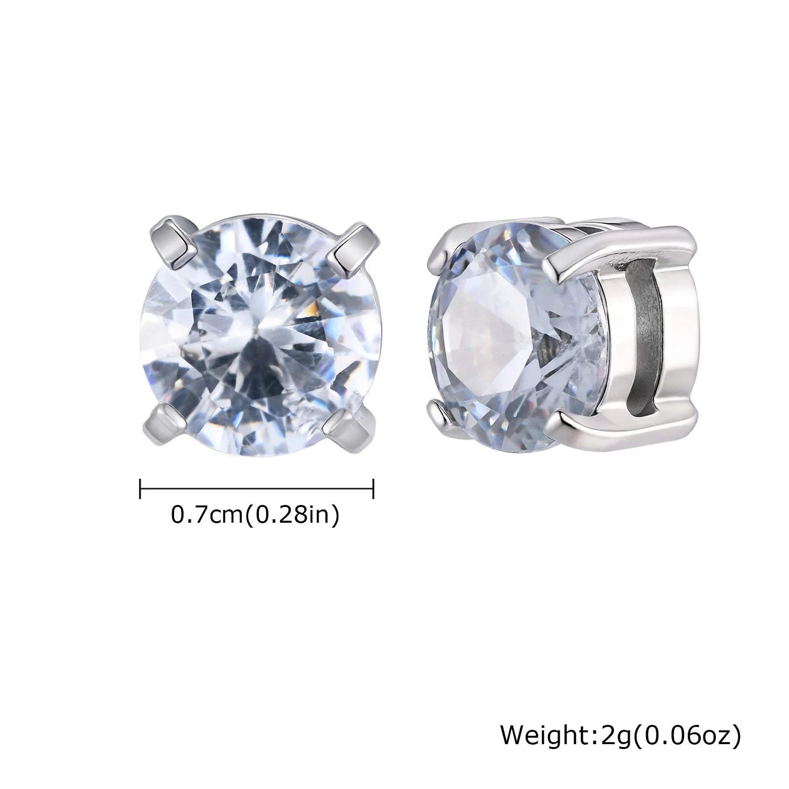Punk Round Magnetic Zircon Stainless Steel Clip Earrings