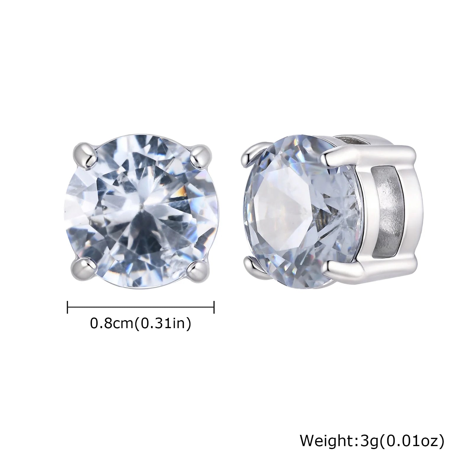 Punk Round Magnetic Zircon Stainless Steel Clip Earrings