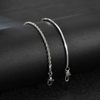 Men's Silver Stainless Steel Chain Bracelets, Adjustable Rope Wristband