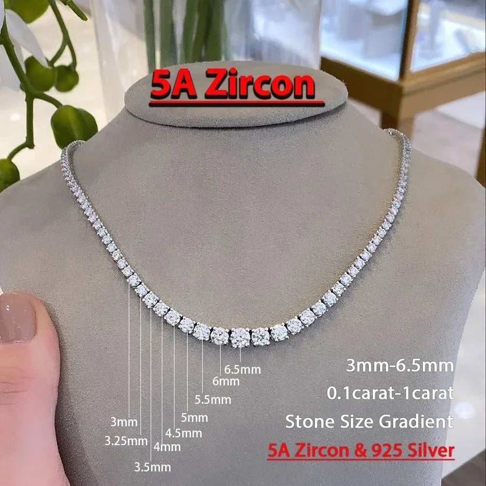 Moissanite Diamond Tennis Necklace S925 Silver Choker Women