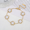 Five Leaf Flower Bracelet in Stainless Steel for Women