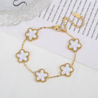 Five Leaf Flower Bracelet in Stainless Steel for Women