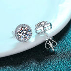 Moissanite Stud Earrings for Women by NeeTim in S925 Silver