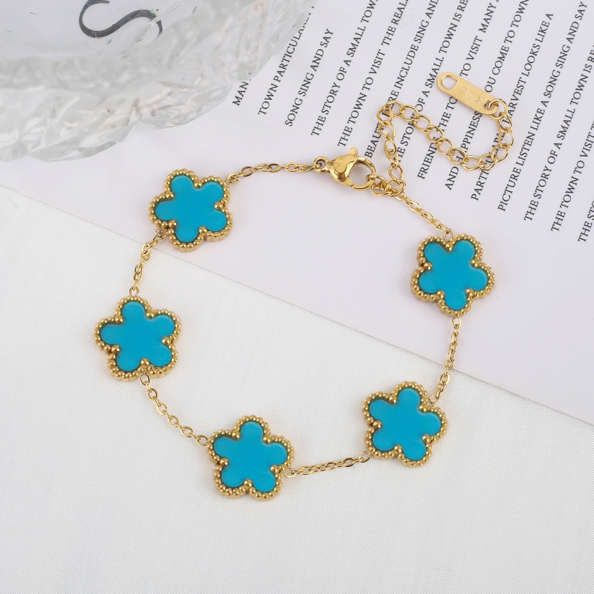 Five Leaf Flower Bracelet in Stainless Steel for Women
