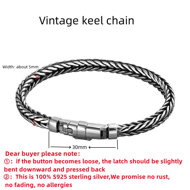 S925 Sterling Silver Woven Charm Bracelet for Unisex