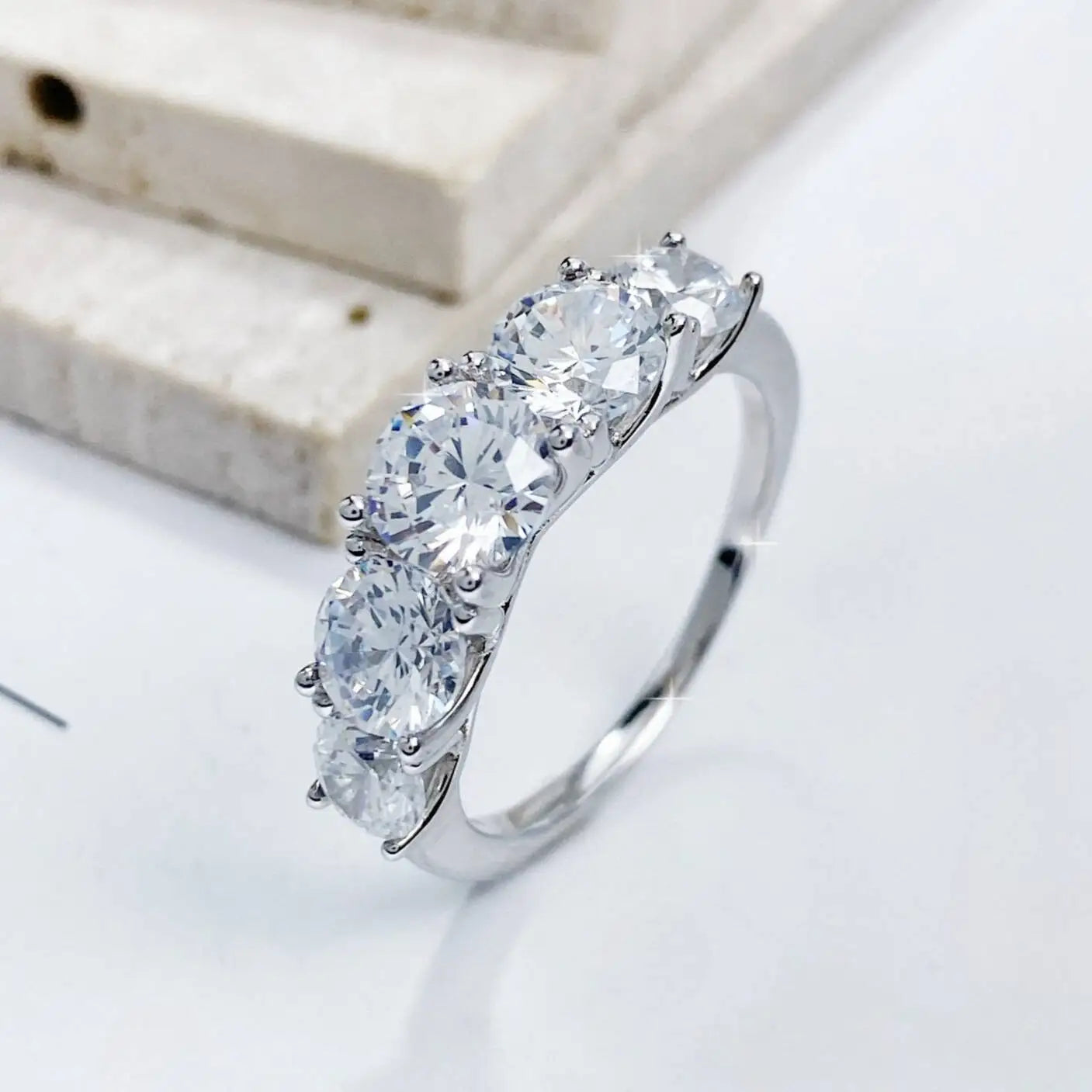 3.6CT Moissanite Wedding Band Ring for Women in Sterling Silver