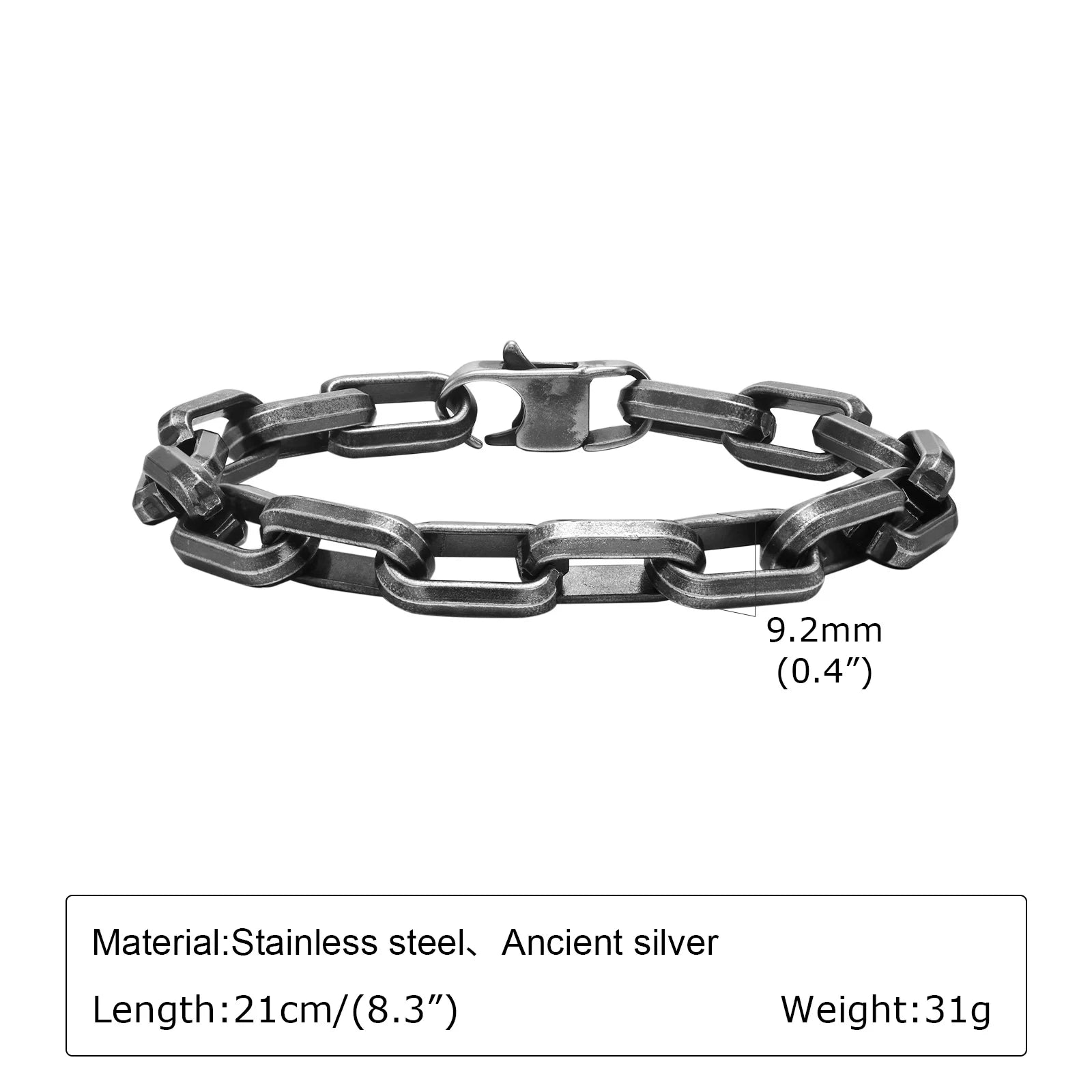 Byzantine Stainless Steel Grey Chain Bracelet for Men