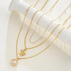 Faux Pearl Seashell Flower Necklace Set for Women