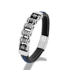 Genuine Leather Bracelet MKENDN Punk Men Biker Chain
