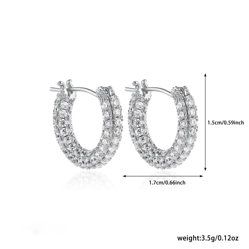 CZ Zircon Gold Plated Huggie Hoop Earrings for Women