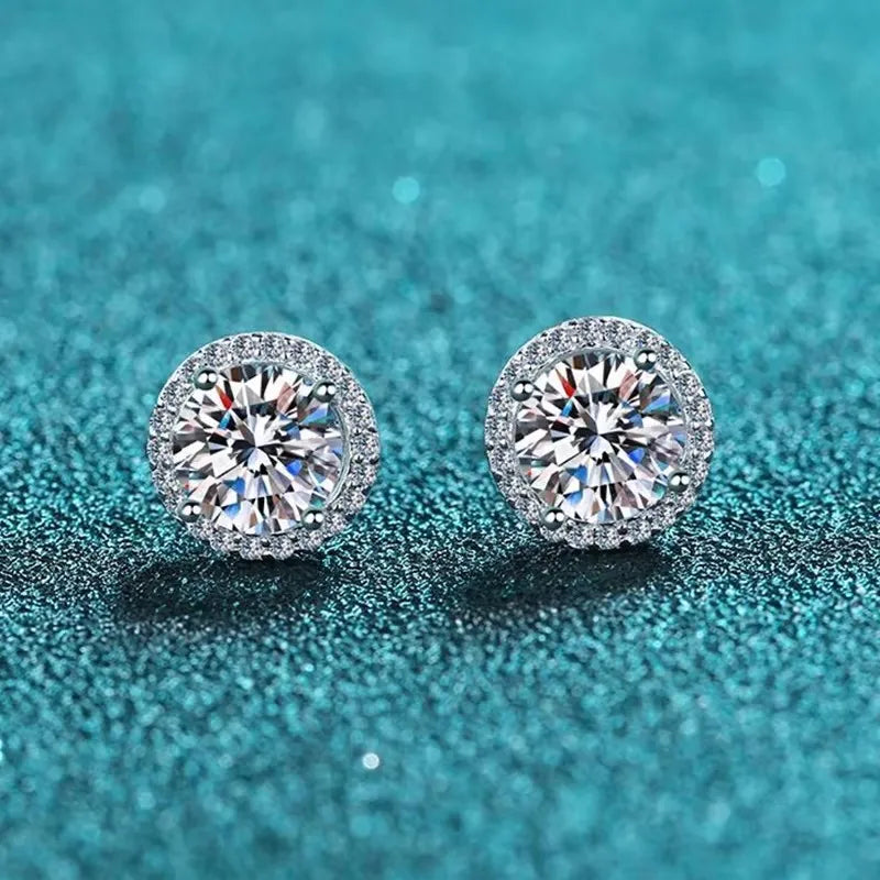 Moissanite Stud Earrings for Women by NeeTim in S925 Silver