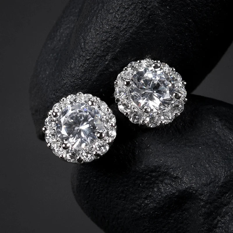 Cubic Zirconia Stud Earrings by Huitan for Couples