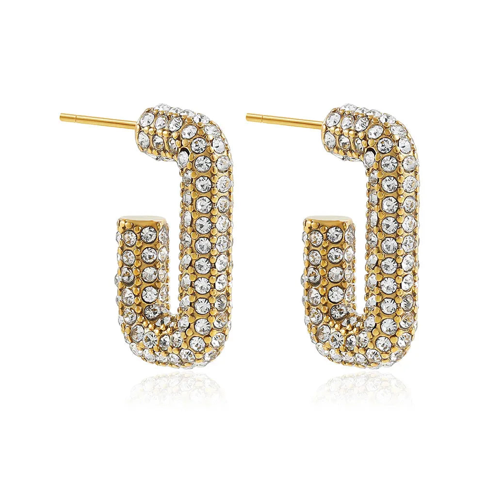CZ Zircon Gold Plated Huggie Hoop Earrings for Women