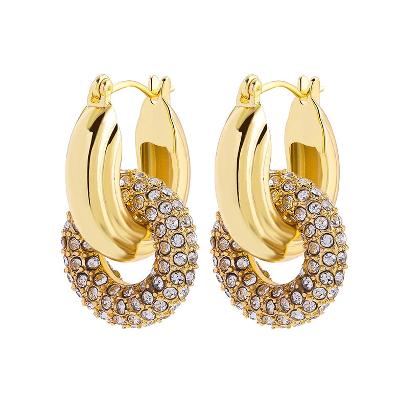 CZ Zircon Gold Plated Huggie Hoop Earrings for Women