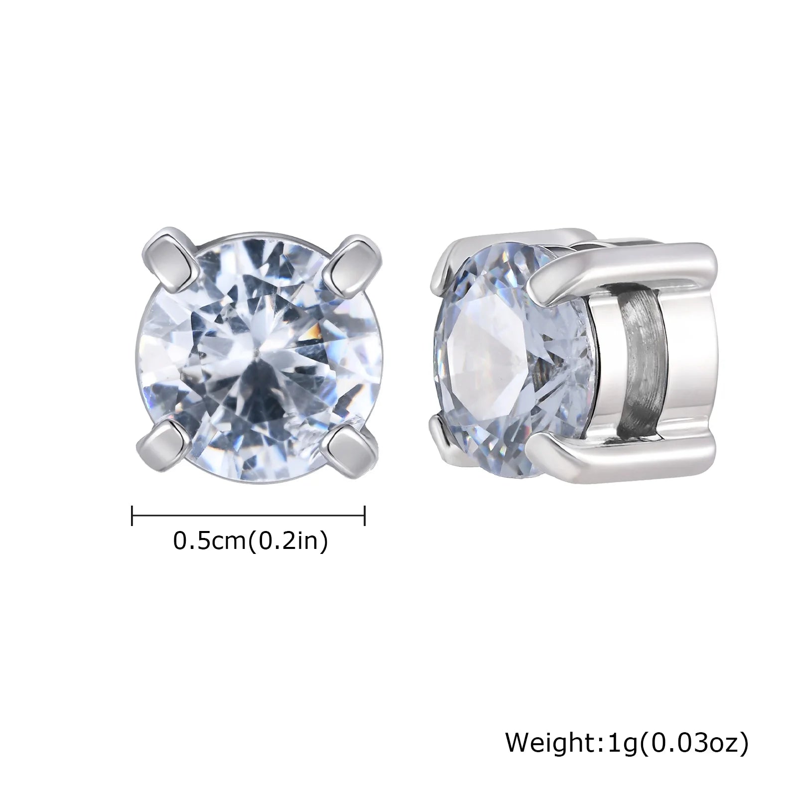 Punk Round Magnetic Zircon Stainless Steel Clip Earrings