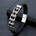 Genuine Leather Bracelet MKENDN Punk Men Biker Chain