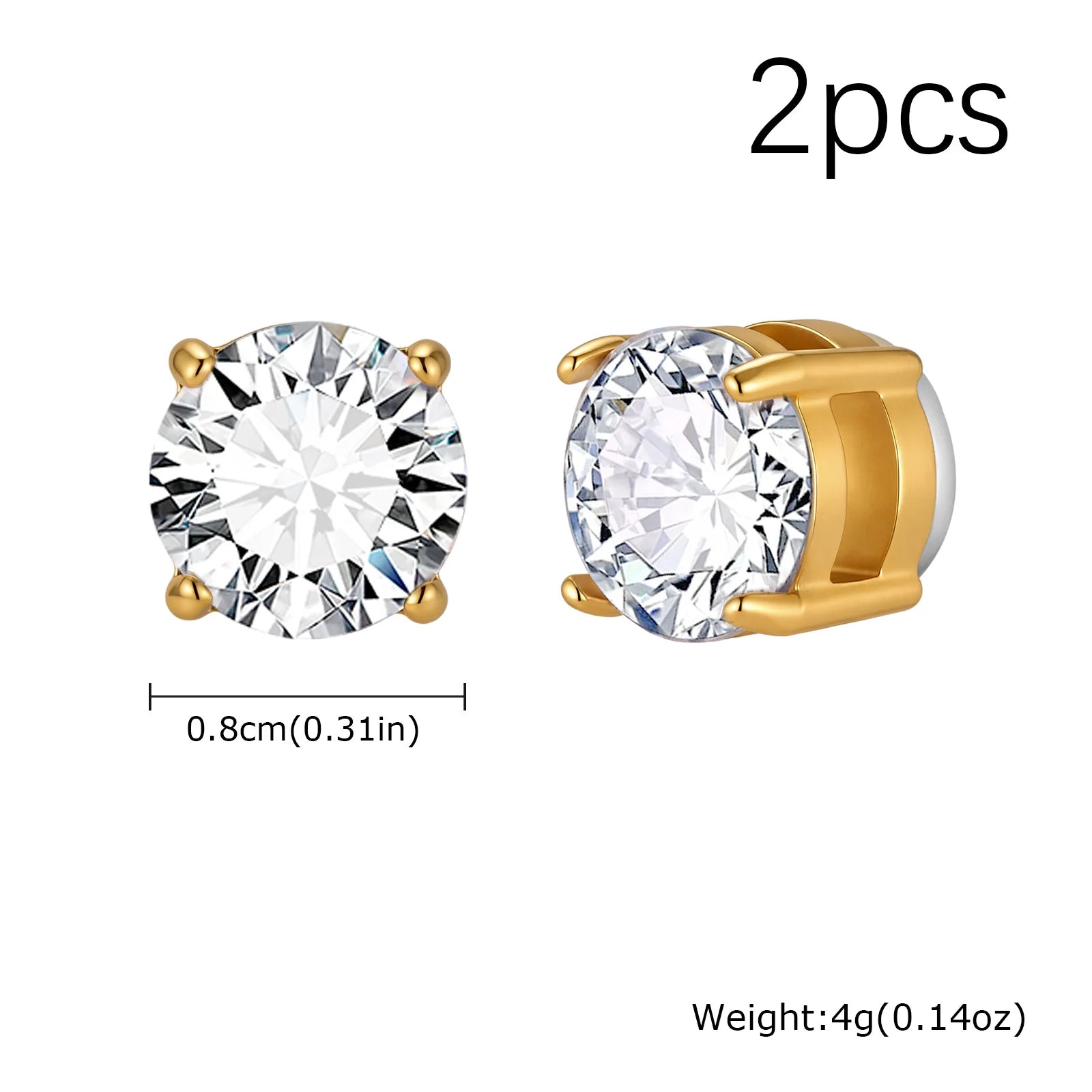 Punk Round Magnetic Zircon Stainless Steel Clip Earrings
