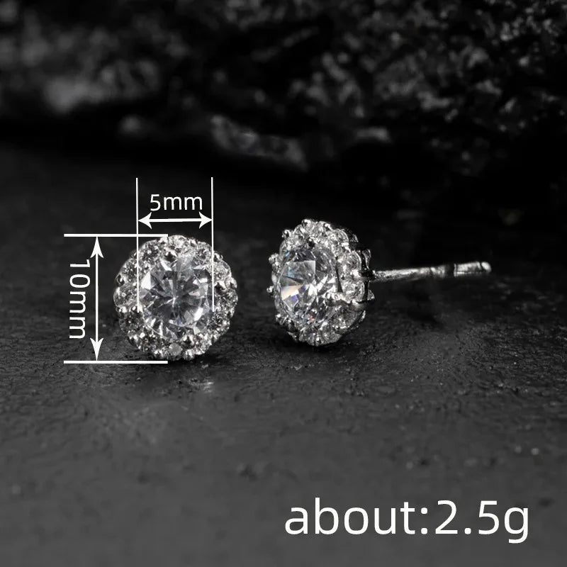 Cubic Zirconia Stud Earrings by Huitan for Couples