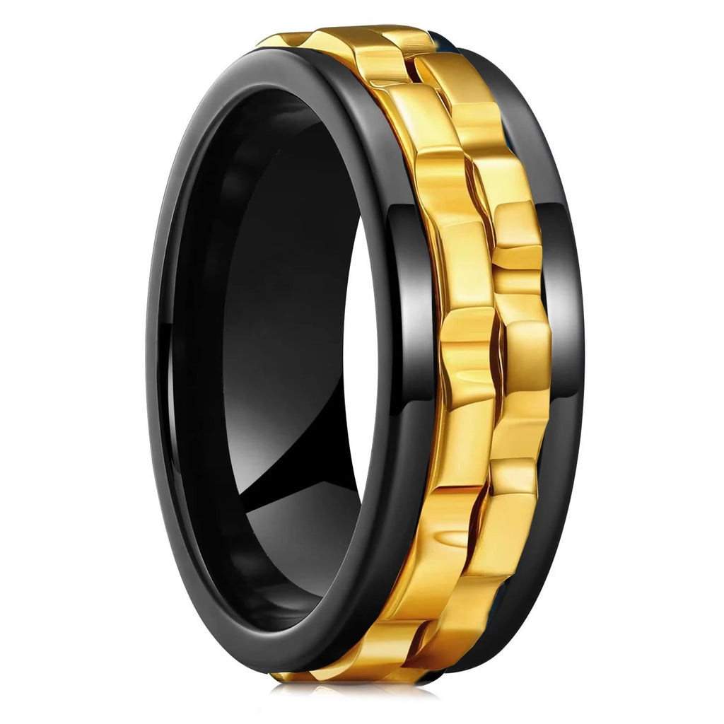 Rotating Fidget Ring for Men - Titanium Steel Spinner Ring