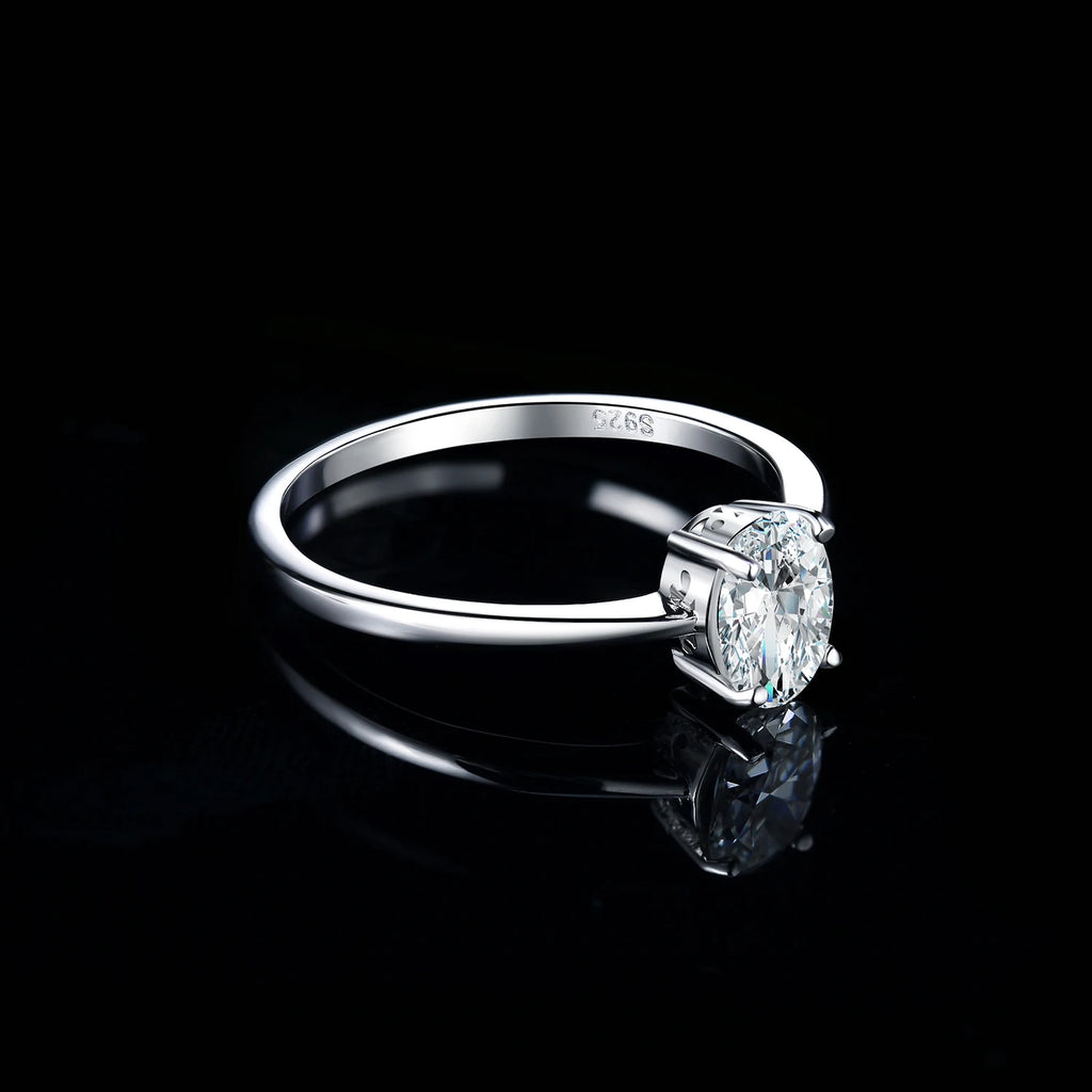 JewelryPalace 925 Sterling Silver Oval Solitaire Engagement Ring