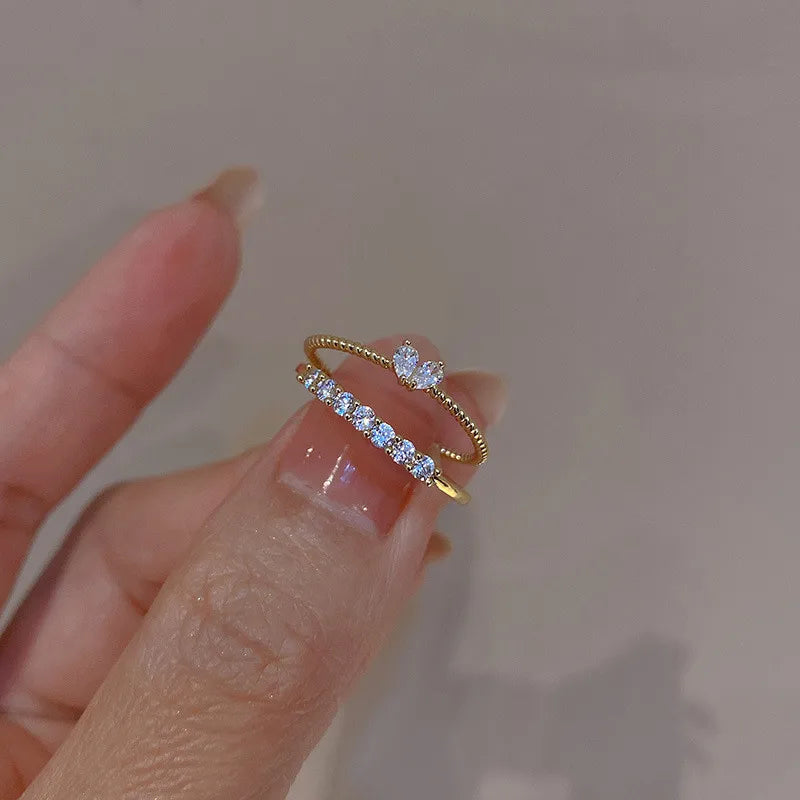 Kpop Gothic Heart Metal Ring for Women in Silver Color
