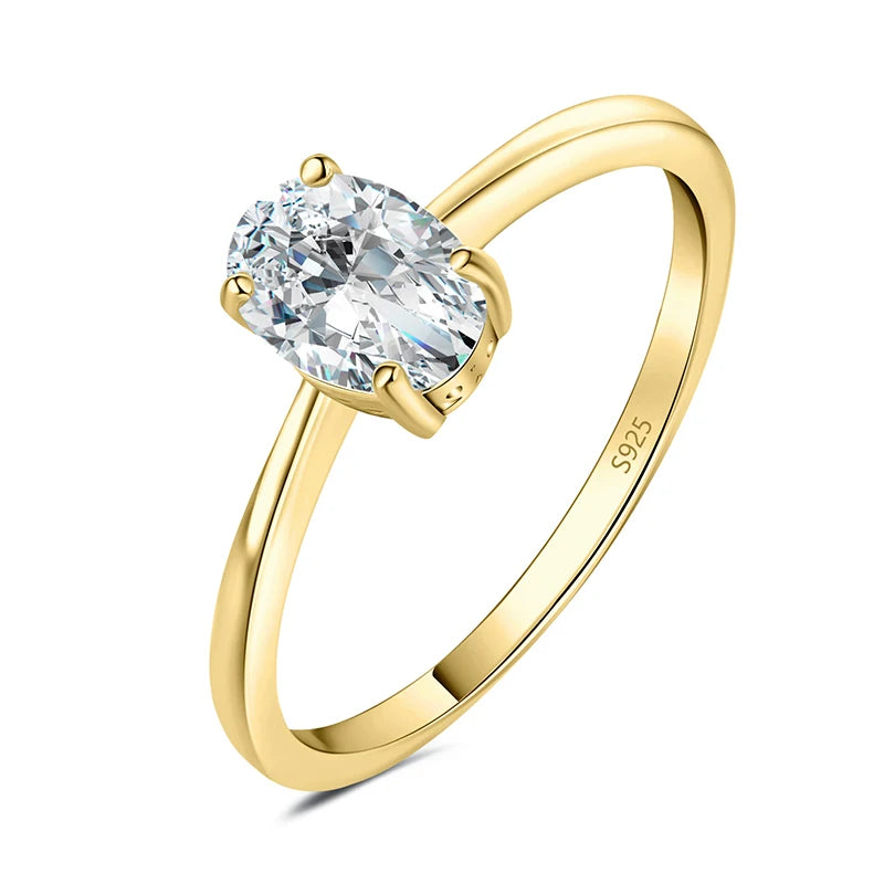 JewelryPalace 925 Sterling Silver Oval Solitaire Engagement Ring