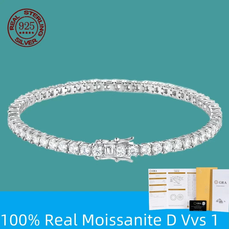 Moissanite Tennis Bracelet 925 Sterling Silver Classic Jewelry