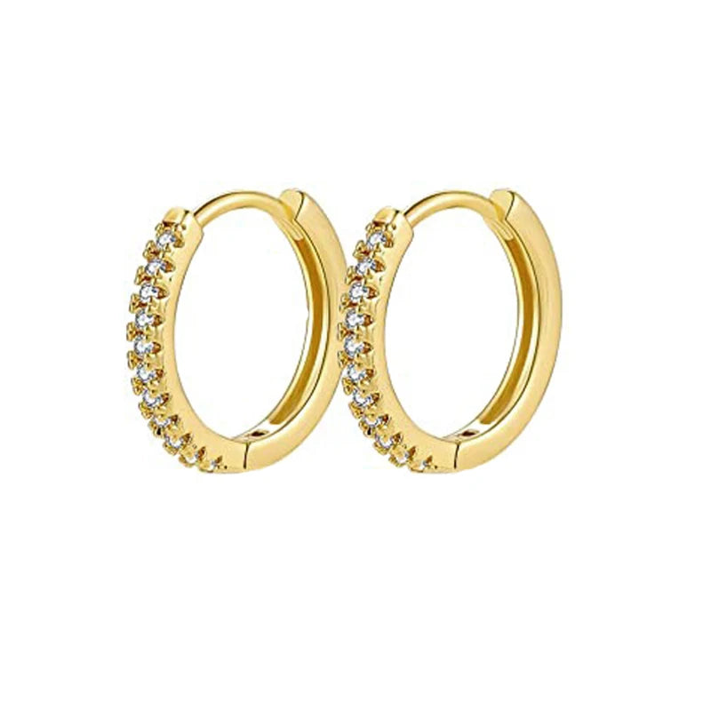 CZ Zircon Gold Plated Huggie Hoop Earrings for Women