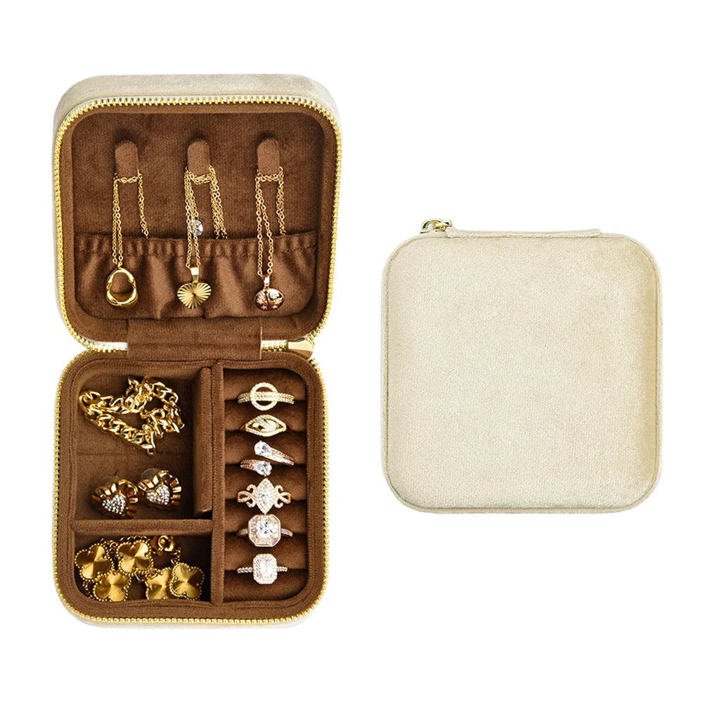 Vintage Velvet Travel Jewelry Storage Ring Box