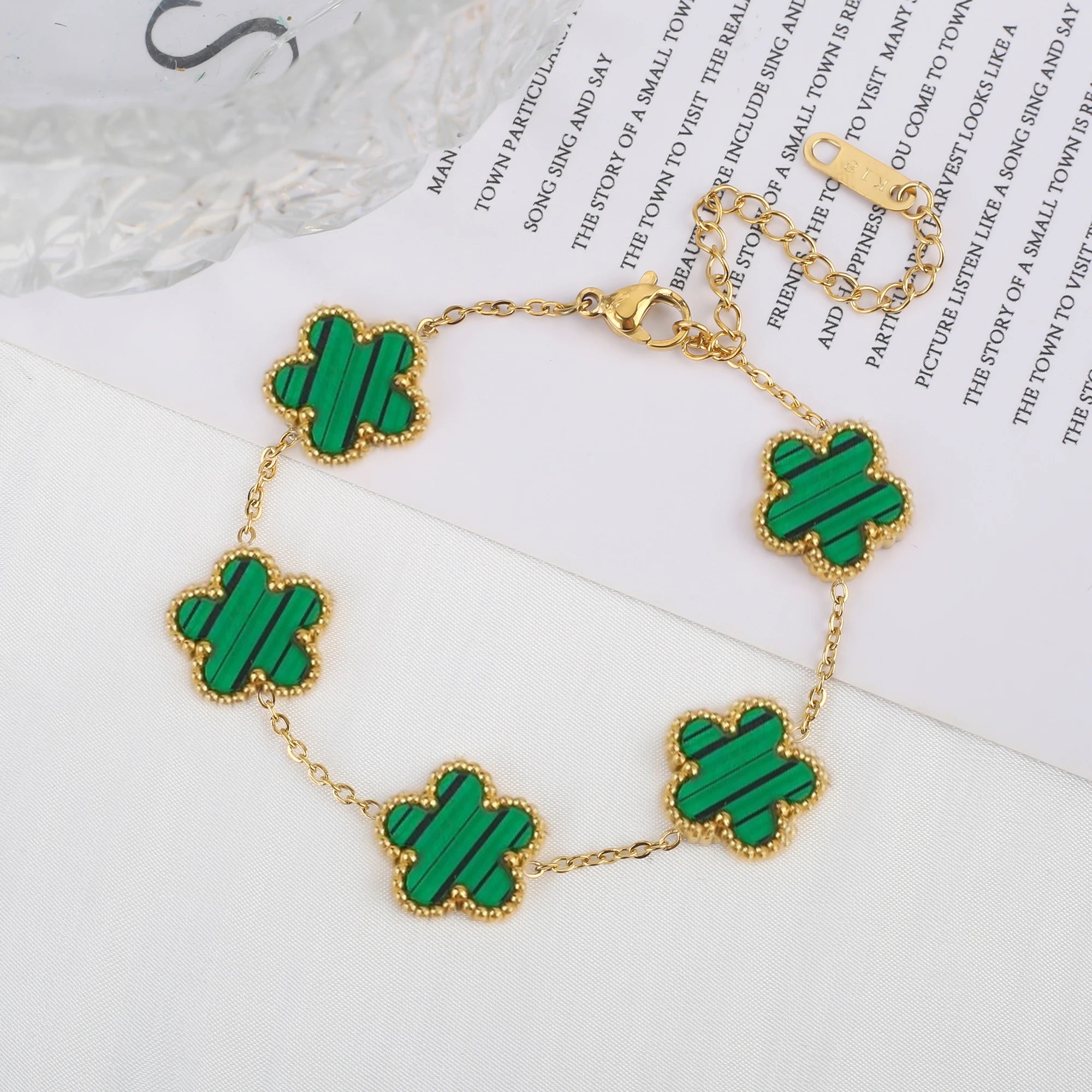 Five Leaf Flower Bracelet in Stainless Steel for Women