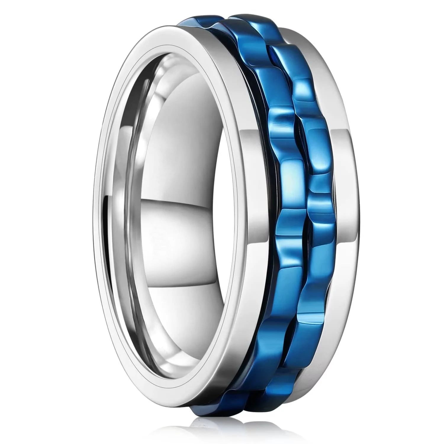 Rotating Fidget Ring for Men - Titanium Steel Spinner Ring