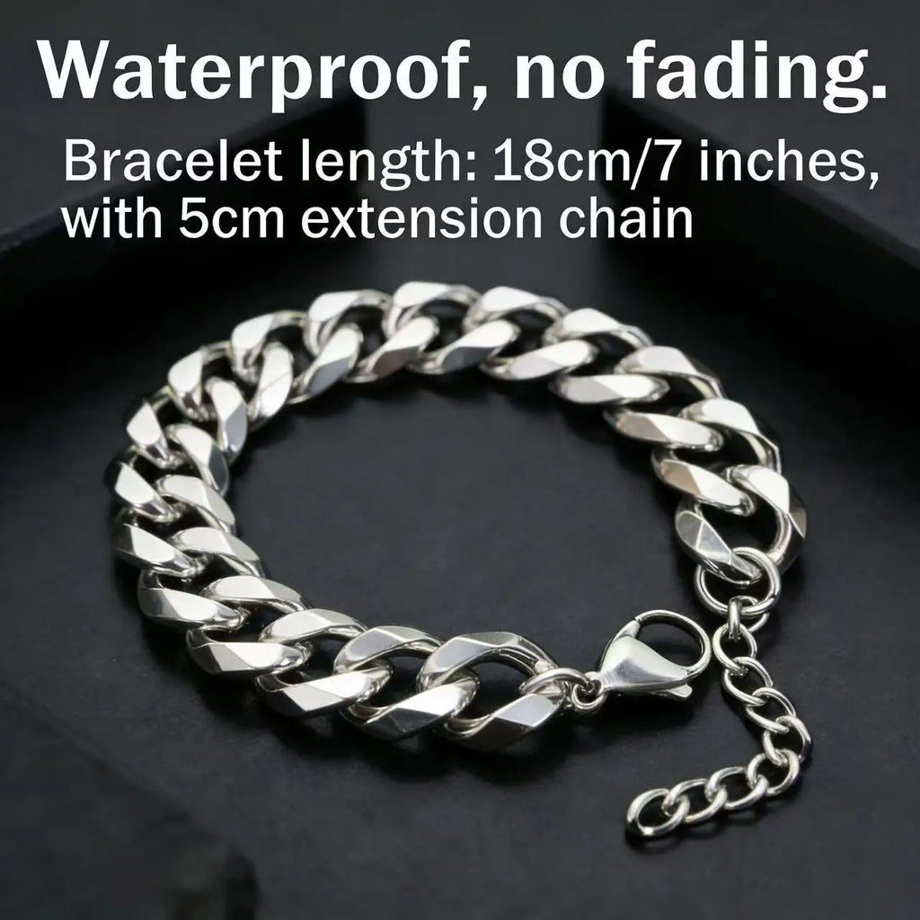 Stainless Steel Cuban Chain Bracelet for Men by HNSP