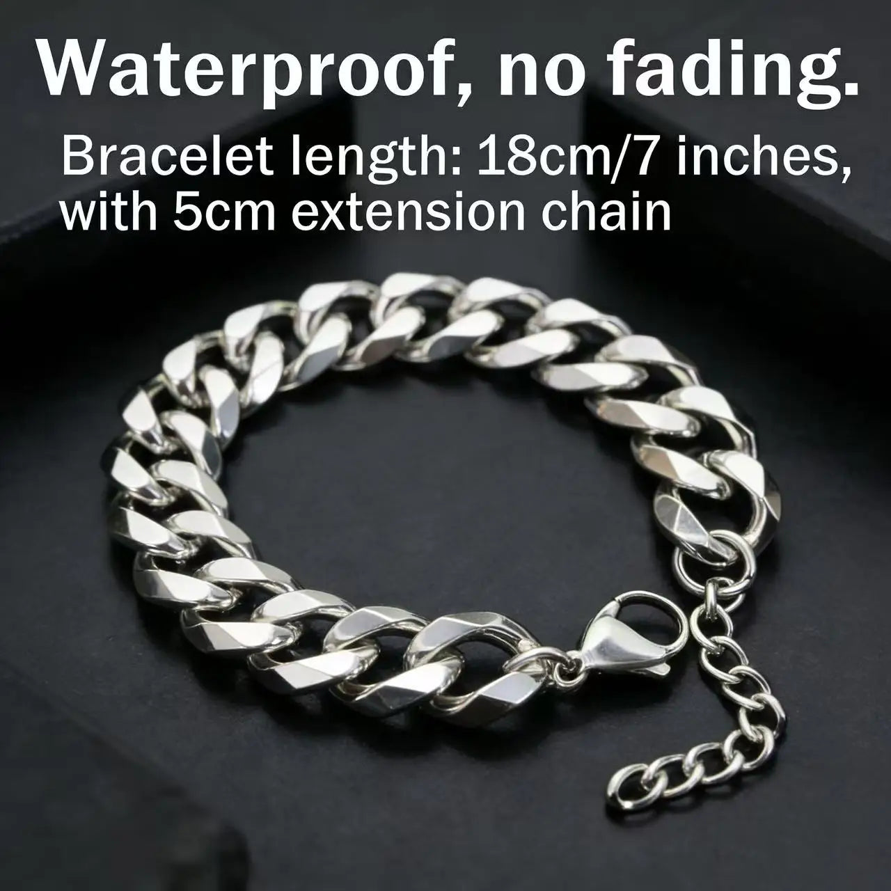 Stainless Steel Cuban Chain Bracelet for Men by HNSP