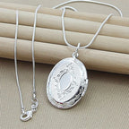 925 Silver Chain Necklace with Round Photo Locket Pendant