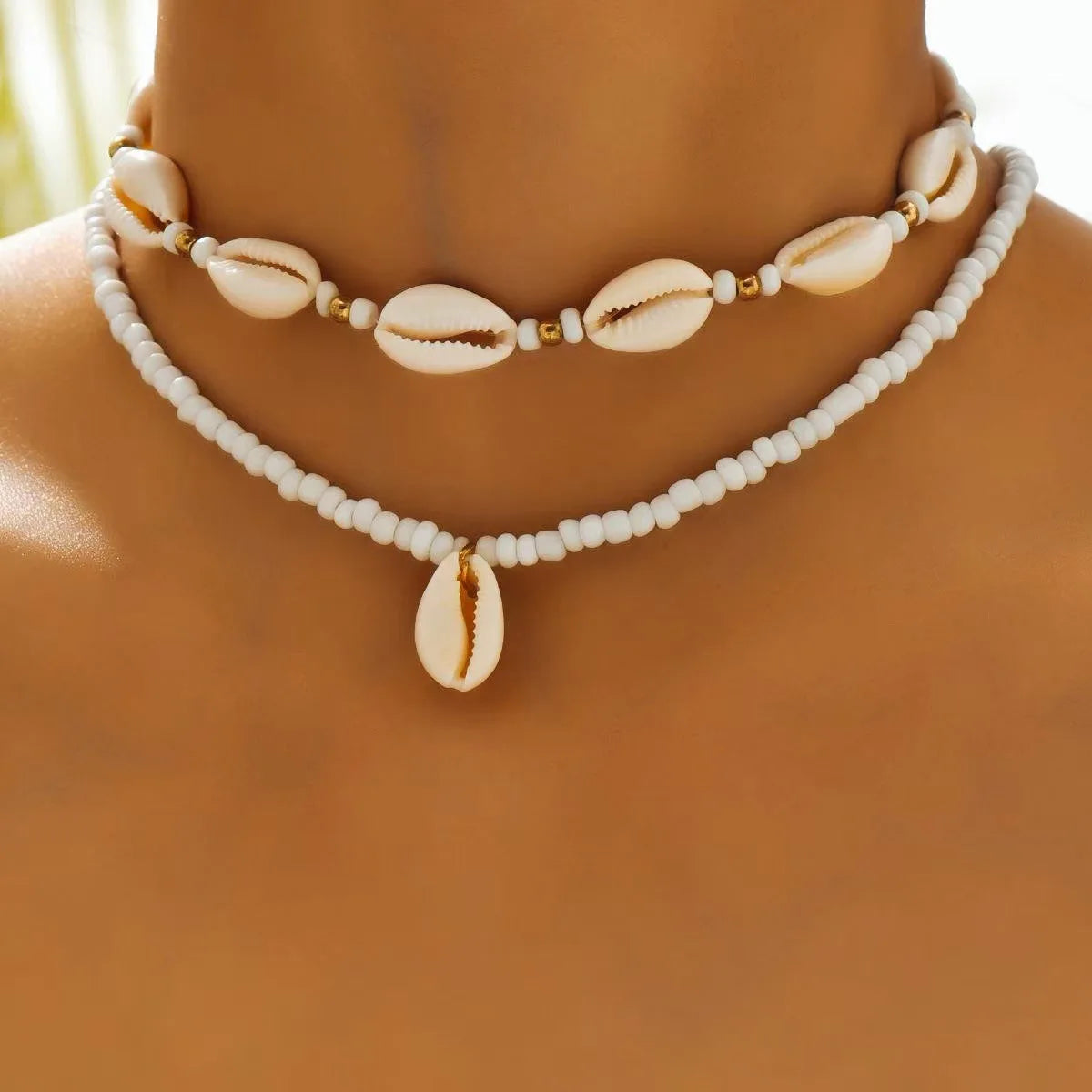 Turquoise Bohemian Choker Necklace with Shells for Women