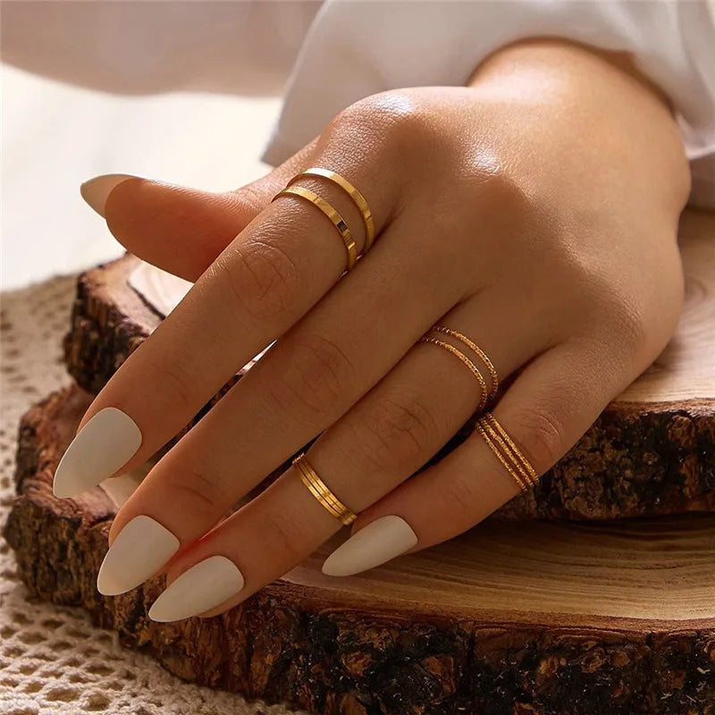 Cubic Zirconia Silver Crystal Rings Set for Women