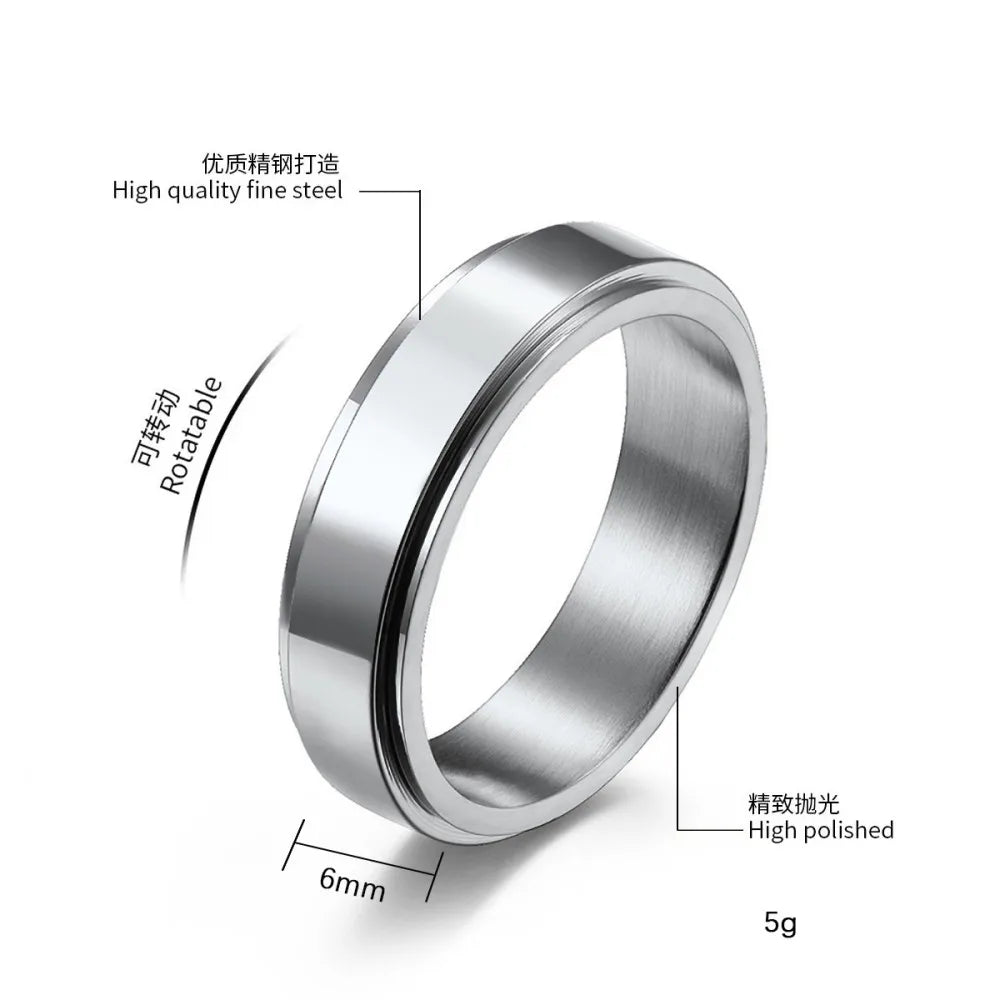 Anxiety Fidget Spinner Stainless Steel Ring for Stress Relief