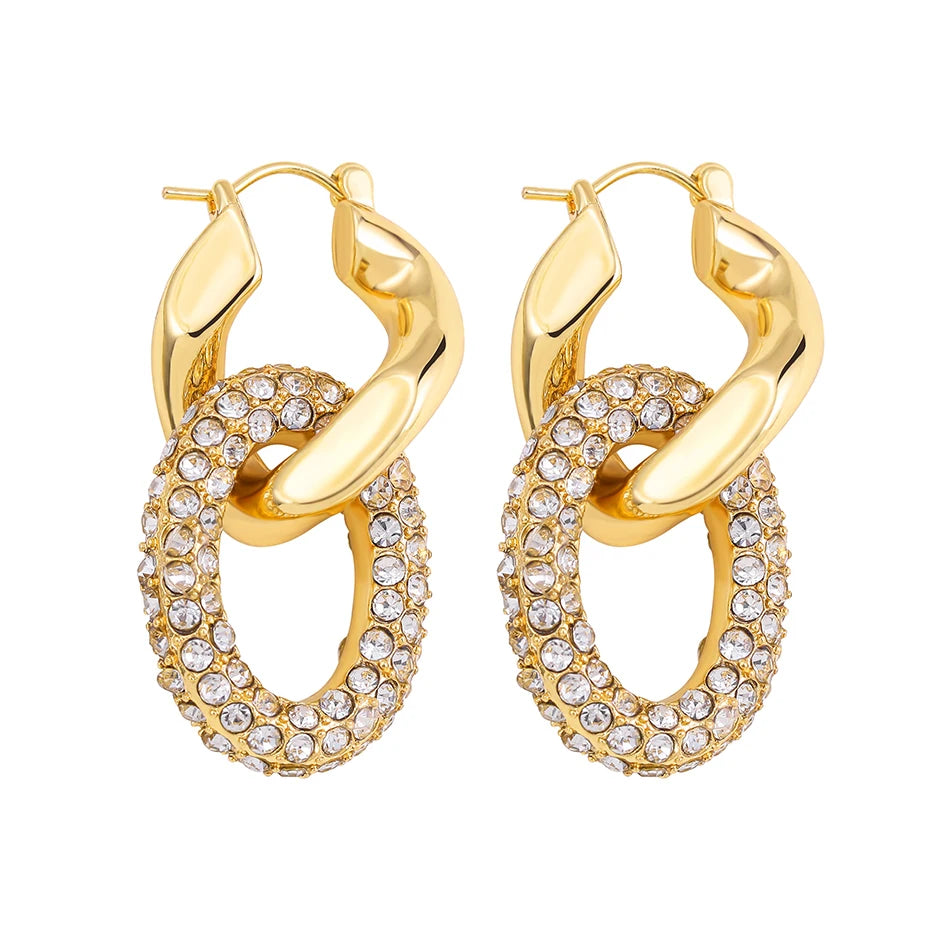 CZ Zircon Gold Plated Huggie Hoop Earrings for Women