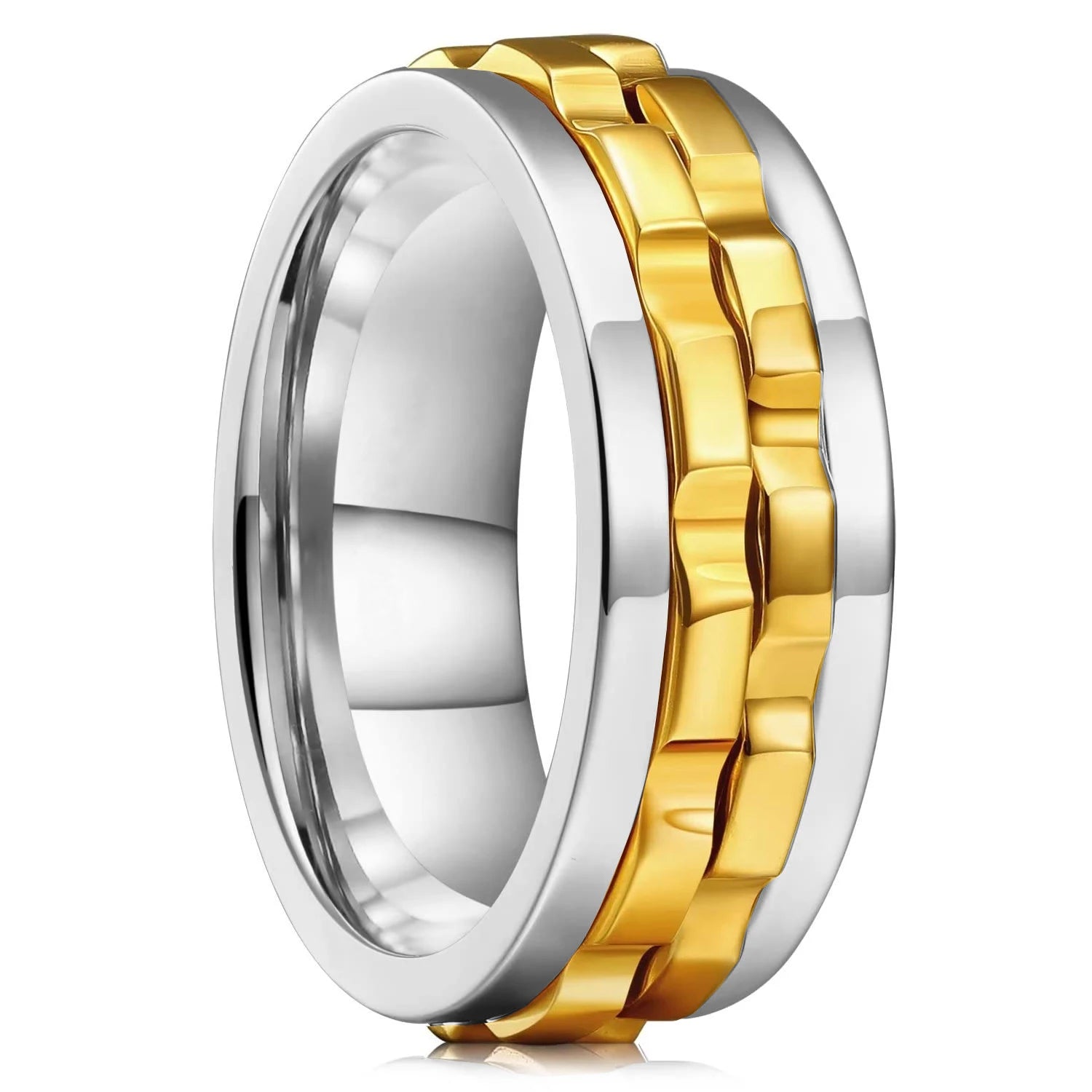 Rotating Fidget Ring for Men - Titanium Steel Spinner Ring