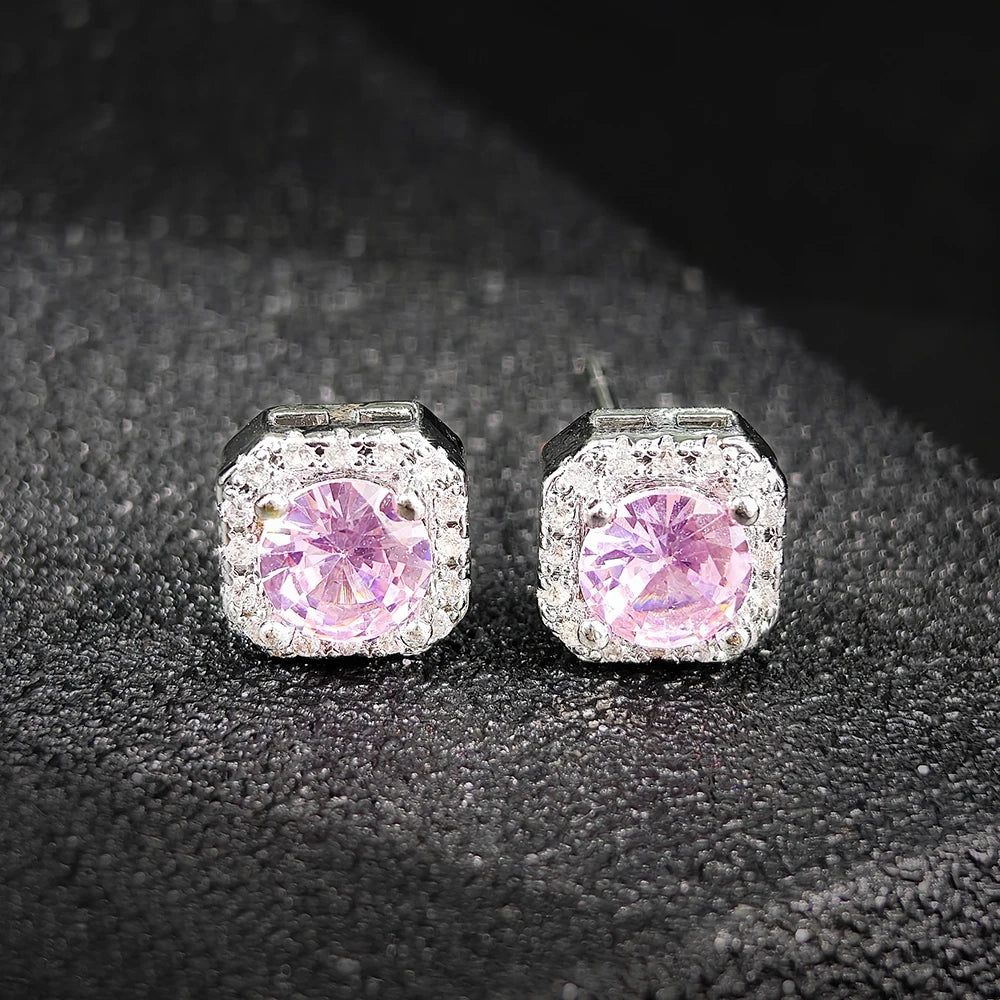 Silver Plated Zircon Stud Earrings for Women Wedding Gift