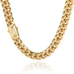 Cuban Link Chain Necklace Stainless Steel Gold Color 8-14mm